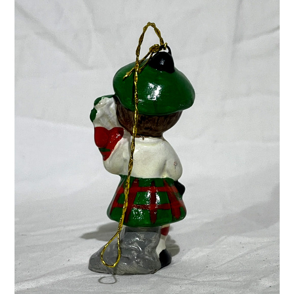 Vintage Berman Anderson Trims in Ceramic Christmas Ornament Scotland Boy Rare - Picture 2 of 5